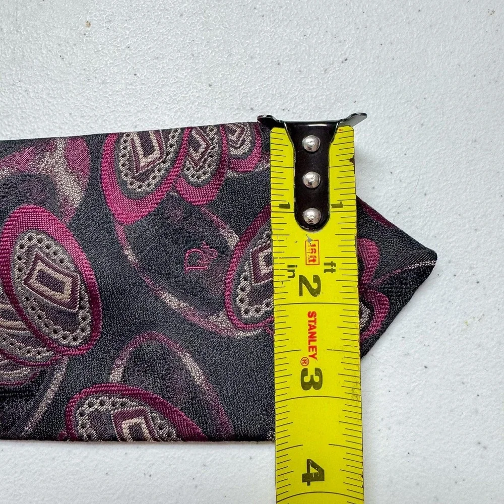 Vintage Christian Dior Tie Mens One Size Red Paisley‎ Silk Monsieur USA 90s